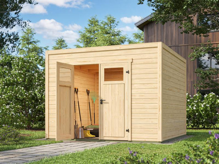 Weka Gartenhaus Batu 3, 28mm natur, inkl. moderner Rahmen-Doppeltür