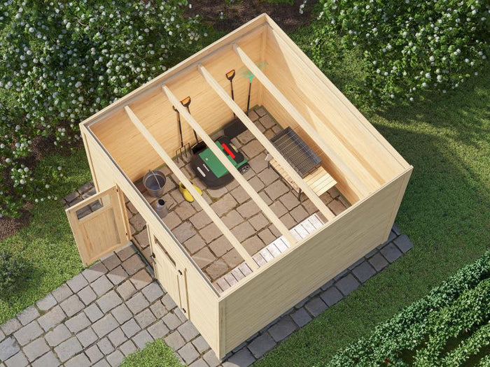 Weka Gartenhaus Batu 3, 28mm natur, inkl. moderner Rahmen-Doppeltür