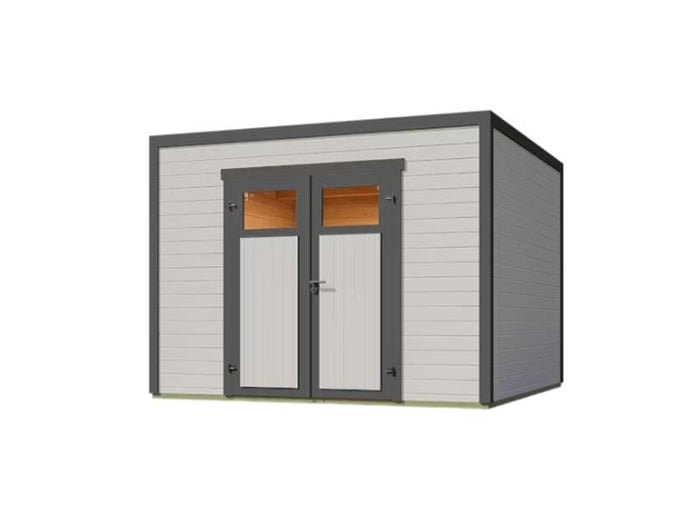 Weka Gartenhaus Batu 3, 28mm, inkl. moderner Rahmen-Doppeltür, Hellgrau