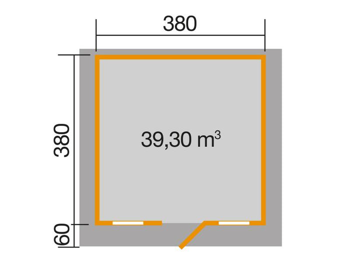 Weka Gartenhaus Konstanz 1 Gr. 2 Vordach 60 cm