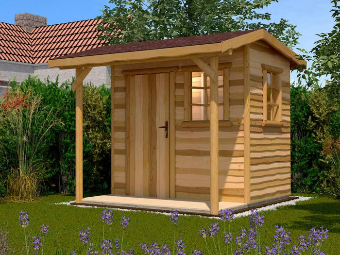 Weka Gartenhaus Nature 2 Gr. 1 inkl. Vordach 100 cm