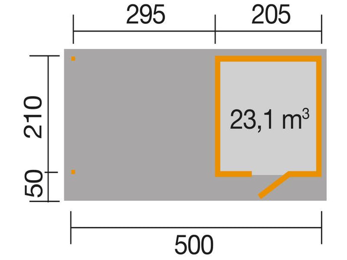 Weka Gartenhaus wekaLine 172 B Größe 1 naturAnbau 300 cm