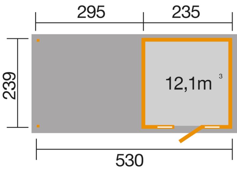 Weka Gartenhaus wekaLine 172 Größe 1 natur E-Glastür 2 Fensterpaneele Anbau 300 cm