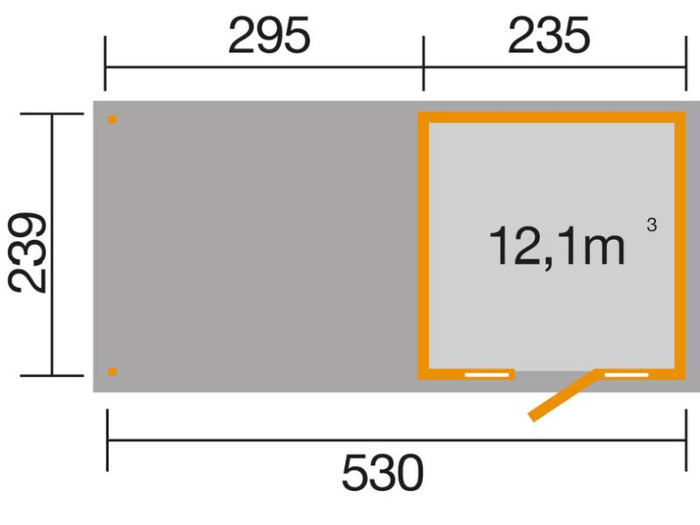 Weka Gartenhaus wekaLine 172 Größe 1 natur E-Glastür 2 Fensterpaneele Anbau 300 cm