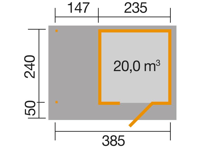Weka Gartenhaus wekaLine 172 Größe 2 natur Anbau 150 cm