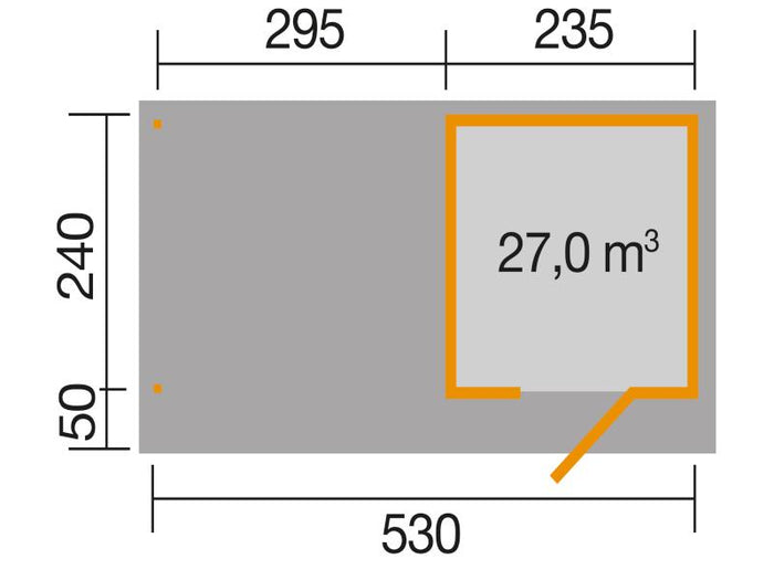 Weka Gartenhaus wekaLine 172 Größe 2 anthrazit Anbau 300 cm