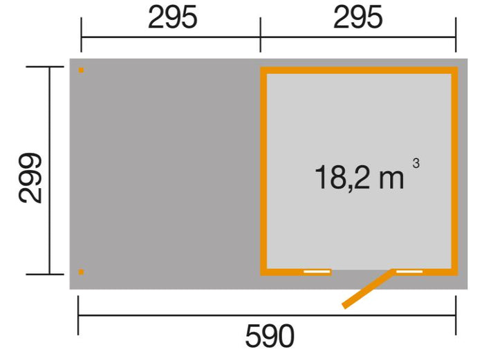 Weka Gartenhaus wekaLine 172 Größe 2 natur E-Glastür und 2 Fensterpaneele Anhang 300 cm