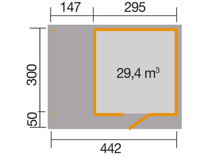 Weka Gartenhaus wekaLine 172 Größe 3 natur Anbau 150 cm