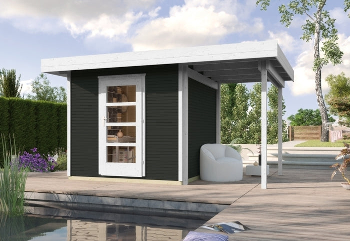 Weka Gartenhaus wekaLine 172 Größe 3 anthrazit Anbau 150 cm