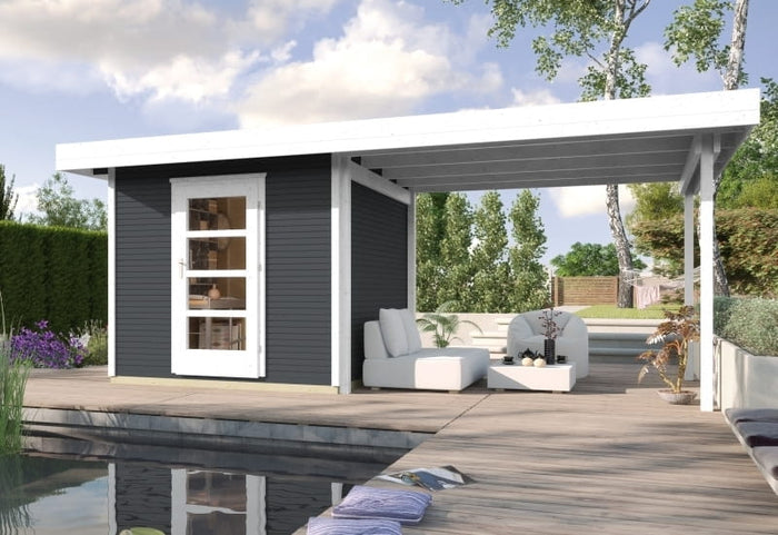 Weka Gartenhaus wekaLine 172 Größe 3 anthrazit Anbau 300 cm