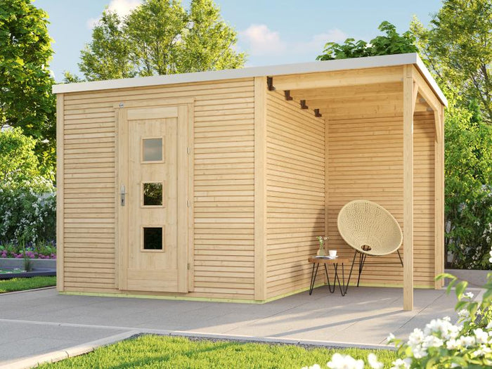 Weka Gartenhaus wekaLine 413 A Gr 1 natur mit Anbau 150 cm