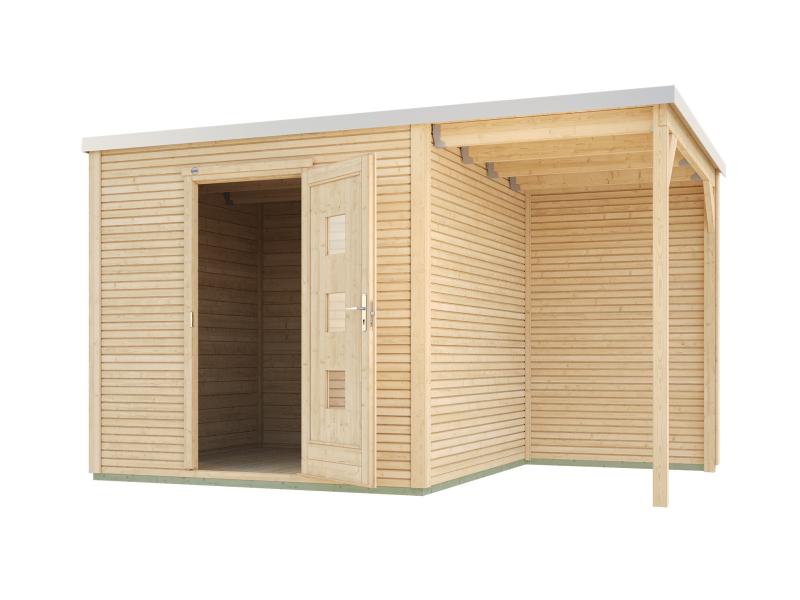 Weka Gartenhaus wekaLine 413 A Gr 1 natur mit Anbau 150 cm