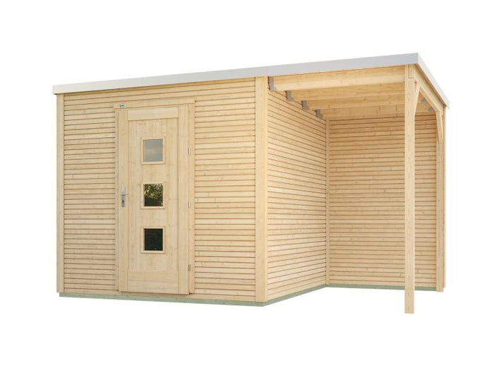 Weka Gartenhaus wekaLine 413 A Gr 1 natur mit Anbau 150 cm