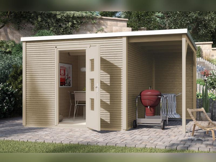 Weka Gartenhaus wekaLine 413 A Gr 2 natur mit Anbau 150 cm