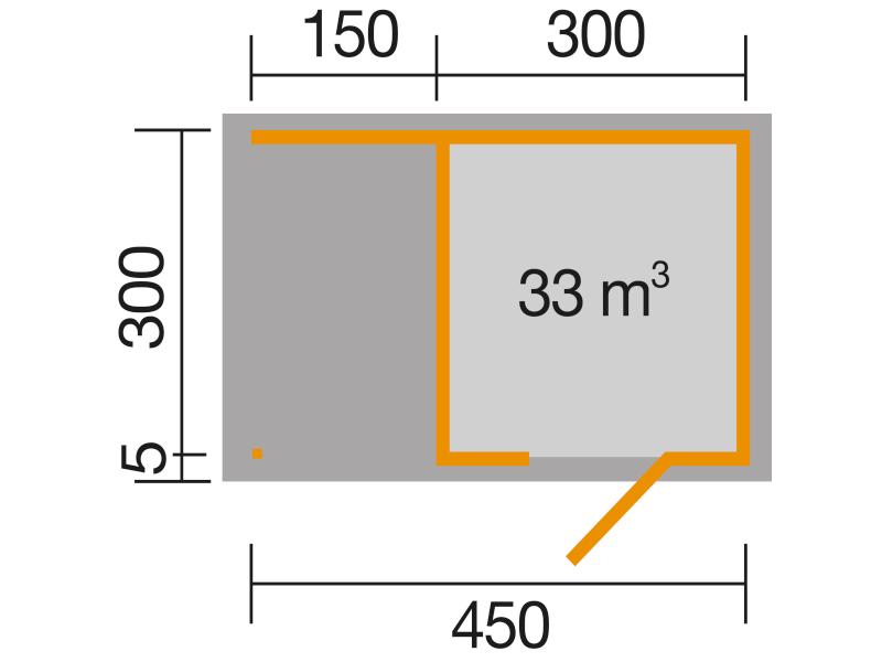 Weka Gartenhaus wekaLine 413 A Gr 2 natur mit Anbau 150 cm
