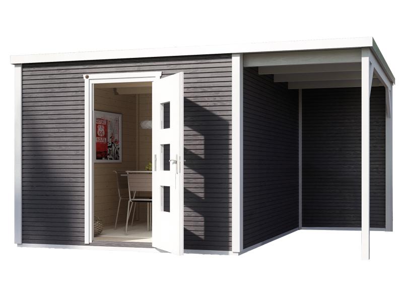 Weka Gartenhaus wekaLine 413 A Gr 2 anthrazit mit Anbau 150 cm