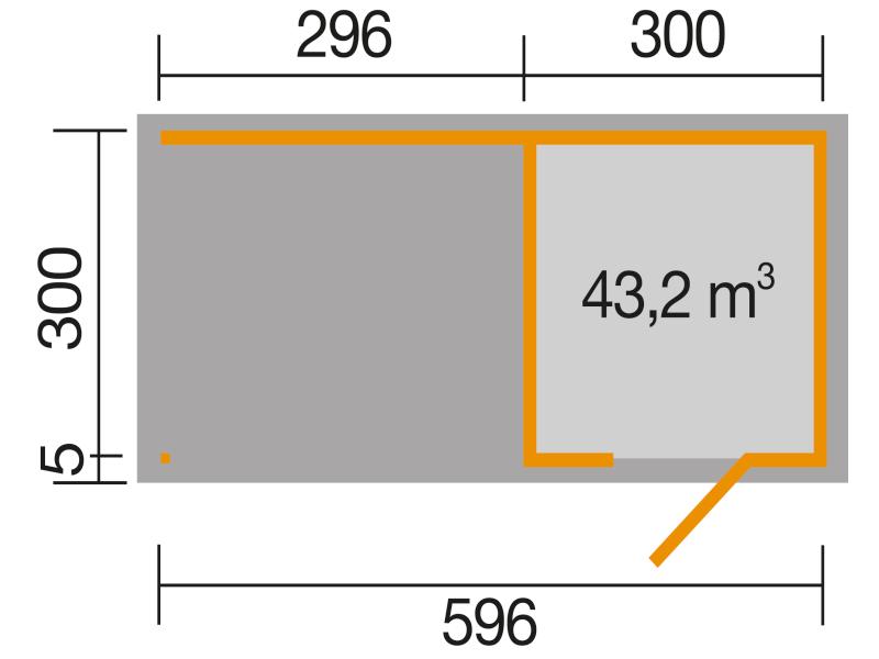 Weka Gartenhaus wekaLine 413 B Gr 2 natur mit Anbau 300 cm