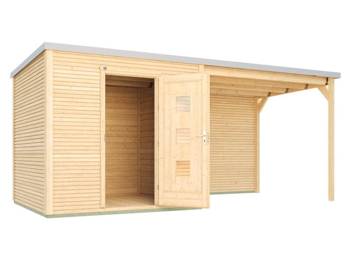 Weka Gartenhaus wekaLine 413 B Gr 2 natur mit Anbau 300 cm