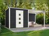 Weka Gartenhaus wekaLine 413 B Gr 2 anthrazit mit Anbau 300 cm