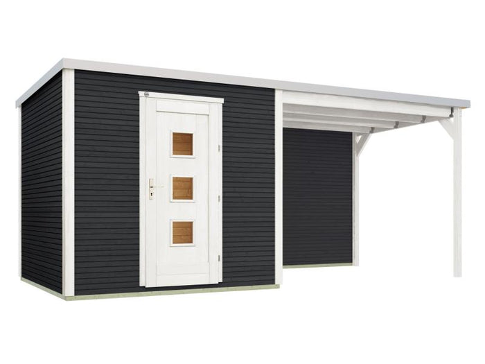 Weka Gartenhaus wekaLine 413 B Gr 2 anthrazit mit Anbau 300 cm
