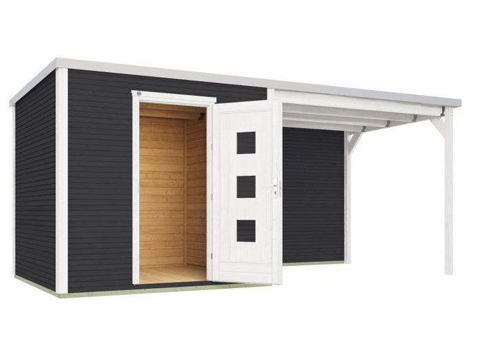 Weka Gartenhaus wekaLine 413 B Gr 2 anthrazit mit Anbau 300 cm