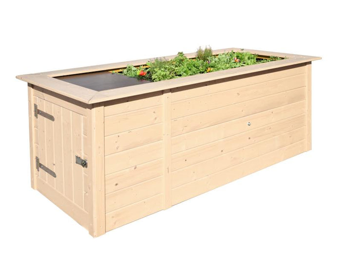Weka Hochbeet 669 mit Ablagefläche und Abstellraum 205 x 79 cm natur