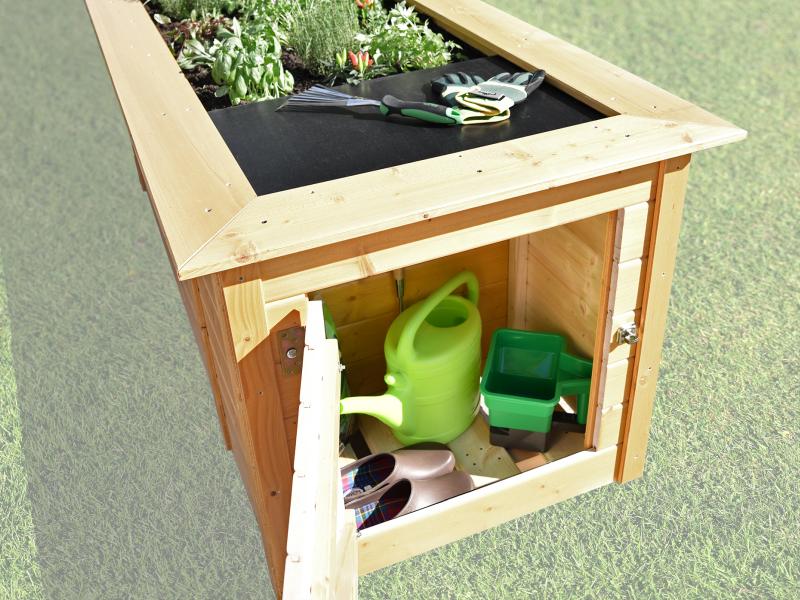 Weka Hochbeet 669 mit Ablagefläche und Abstellraum 205 x 79 cm natur
