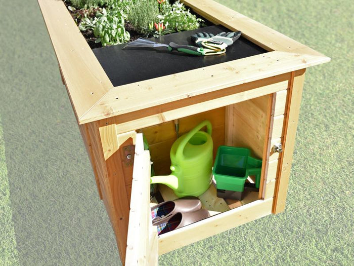 Weka Hochbeet 669 mit Ablagefläche und Abstellraum 205 x 79 cm natur