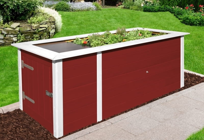 Weka Hochbeet 669 mit Ablagefläche und Abstellraum 205 x 79 cm schwedenrot
