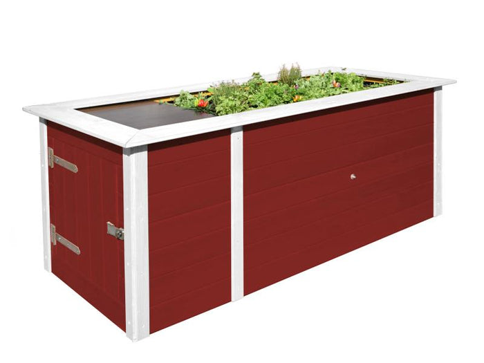 Weka Hochbeet 669 mit Ablagefläche und Abstellraum 205 x 79 cm schwedenrot