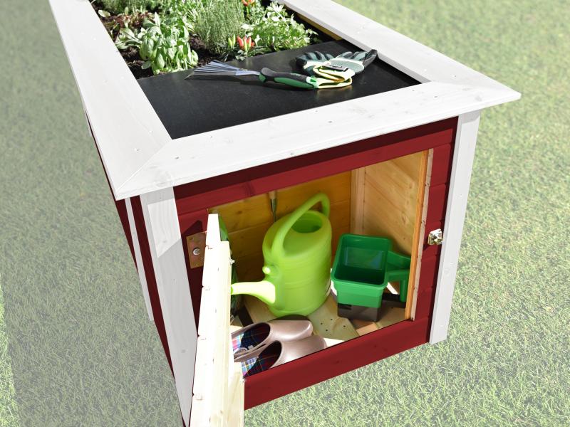 Weka Hochbeet 669 mit Ablagefläche und Abstellraum 205 x 79 cm schwedenrot