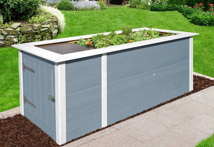 Weka Hochbeet 669 mit Ablagefläche und Abstellraum 205 x 79 cm grau