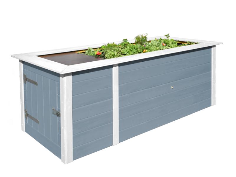 Weka Hochbeet 669 mit Ablagefläche und Abstellraum 205 x 79 cm grau