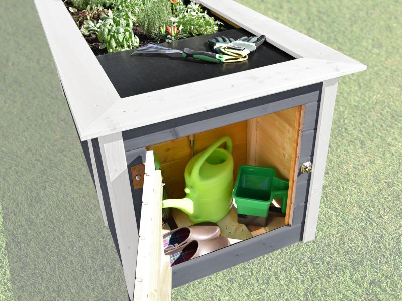 Weka Hochbeet 669 mit Ablagefläche und Abstellraum 205 x 79 cm grau