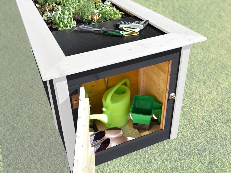 Weka Hochbeet 669 mit Ablagefläche und Abstellraum 205 x 79 cm anthrazit