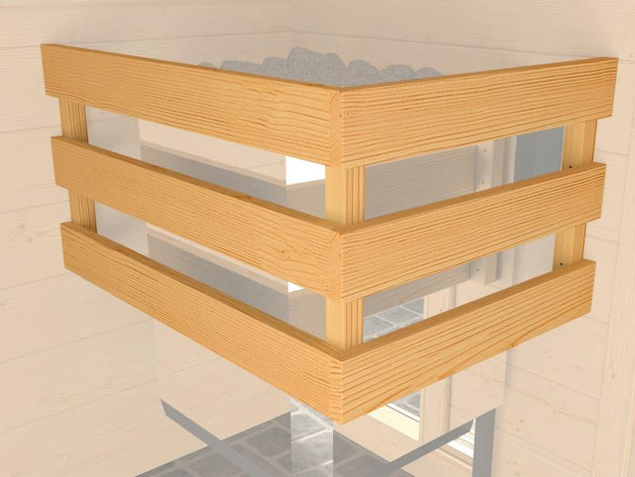 Weka Massivholz-Elementsauna Laukkala 1 GT, inkl. 3,6 kW Bioofen digitale Steuerung, mit Sauna-Leuc