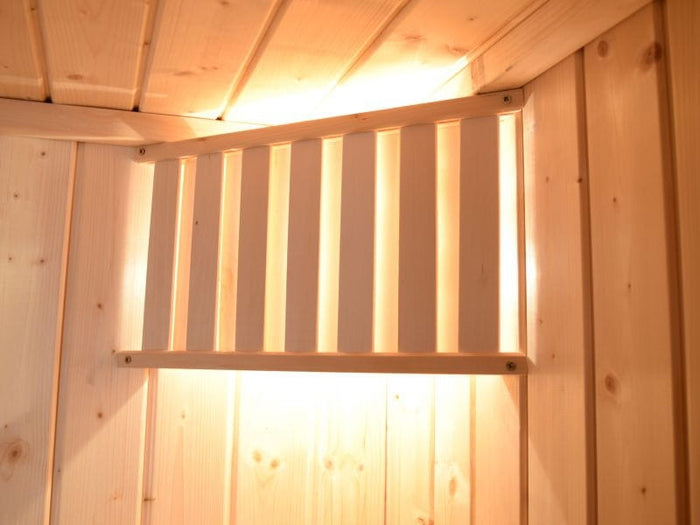 Weka Massivholz-Elementsauna Laukkala 2 GTF, inkl. 4,5 kW Ofen digitale Steuerung (OS), mit Saunaleu