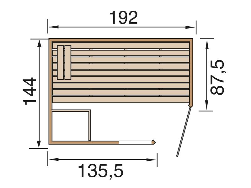 Weka Massivholz-Elementsauna Laukkala 2, inkl. 7,5 kW OS mit Saunaleuchtenset