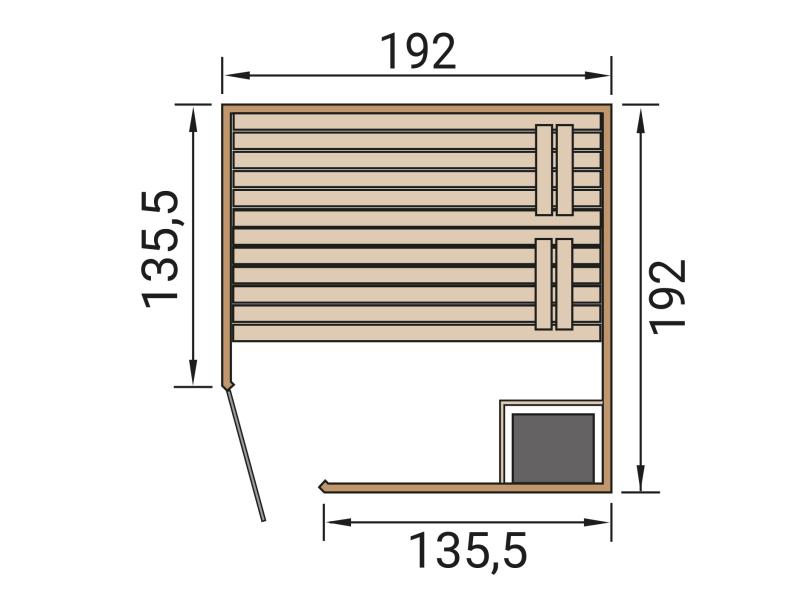 Weka Massivholz-Elementsauna Laukkala 3 GTF inkl. 7,5 kW Bioofen digitale Steuerung, mit Saunaleucht