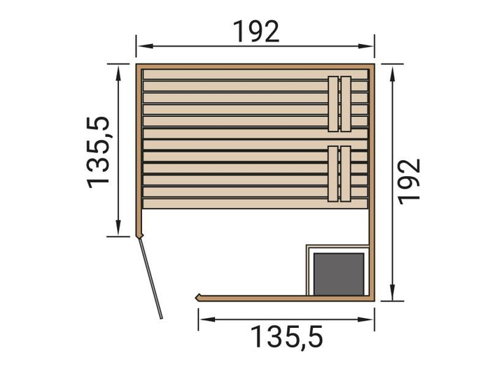 Weka Massivholz-Elementsauna Laukkala 3 GTF inkl. 7,5 kW Bioofen digitale Steuerung, mit Saunaleucht