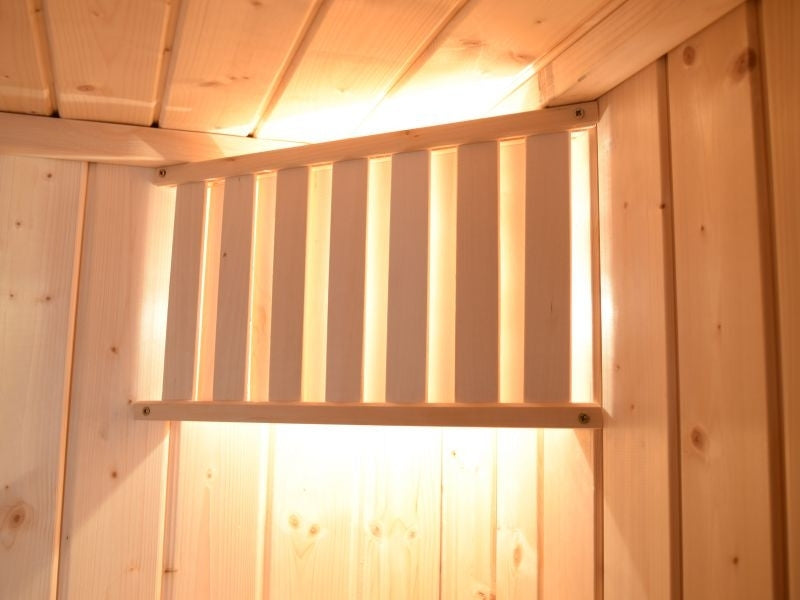 Weka Massivholz-Elementsauna Laukkala 3 GTF inkl. 7,5 kW Bioofen digitale Steuerung, mit Saunaleucht