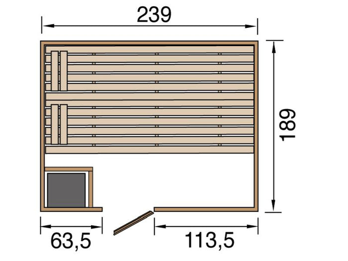 Weka Massivholz-Sauna VALIDA Gr. 4 Sparset 9 kW K inkl. integrierter Steuerung, Glastür