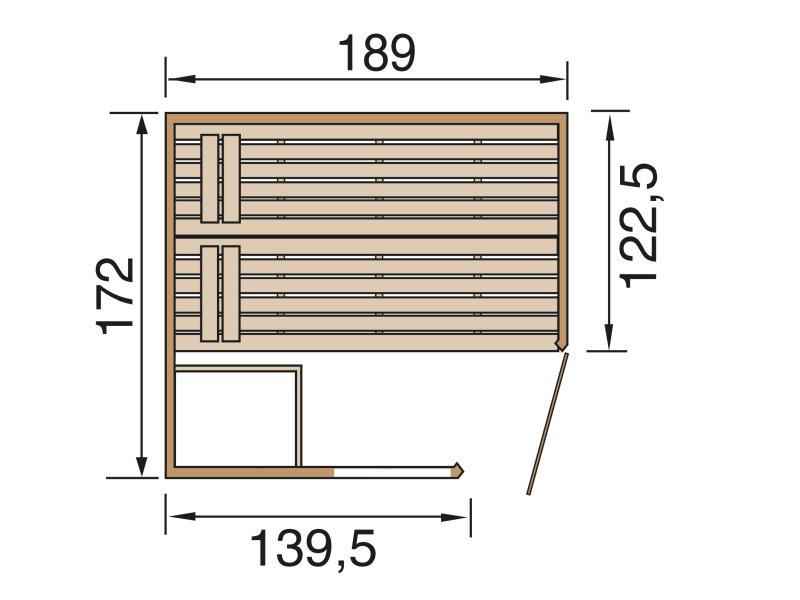 Weka Massivholzsauna 38 mm Valida Eck 1.8 GTF