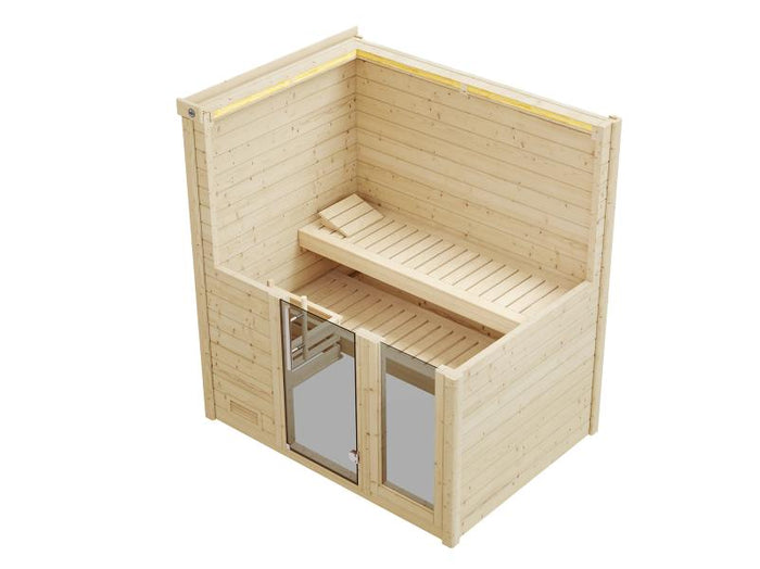 Weka Massivholzsauna Bergen 1 GTF, inkl. 5,4 Ofen Kompakt integr. Steuerung und bodentiefes Fenster