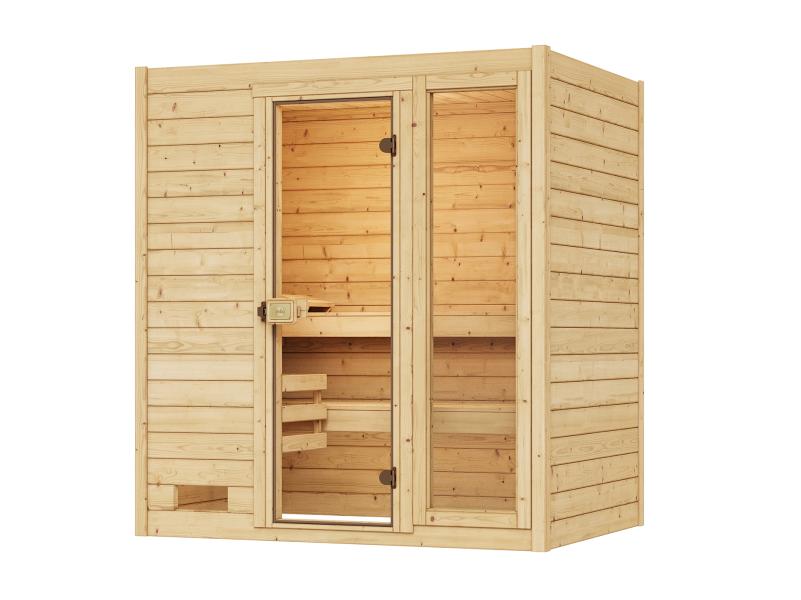 Weka Massivholzsauna Valida 2 GTF, inkl. 4,5 Ofen digitale Steuerung (OS), mit Fenster