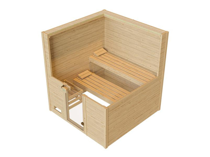 Weka Massivholzsauna Valida 3 GT, inkl. 7,5 kW Ofen digitale Steuerng (OS), Ganzglastür