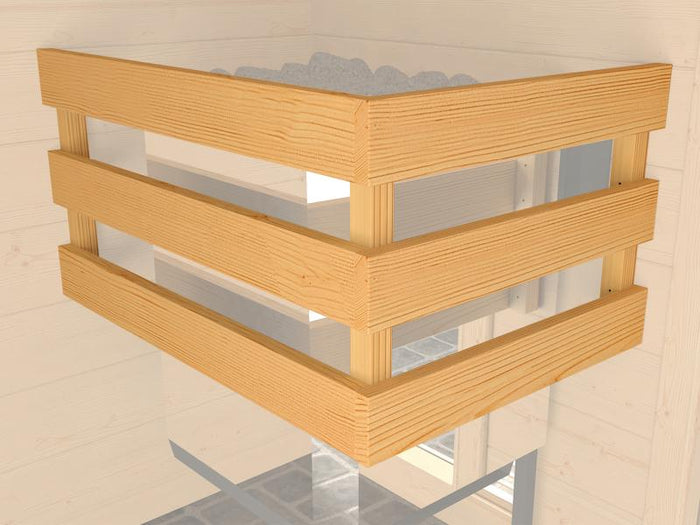 Weka Massivholzsauna Valida 3 GT, inkl. 7,5 kW Bioofen digitale Steuerng (BioS), Ganzglastür