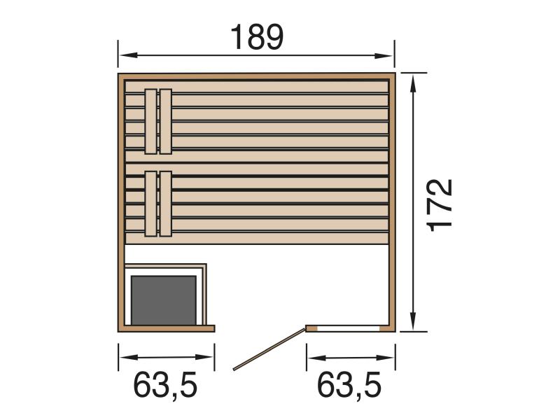 Weka Massivholzsauna Valida 3 GTF Sparset inkl. 9 kW Kompakt-Ofenset und Sauna-Leuchtenset