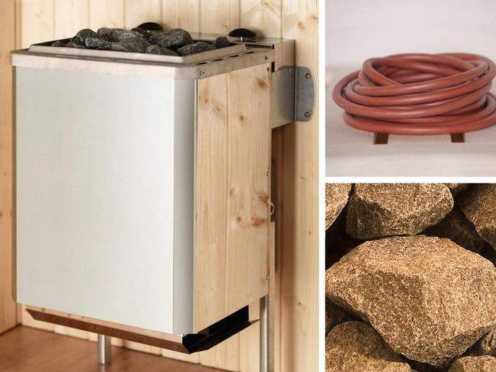 Weka Massivholzsauna Valida 3 GTF Sparset inkl. 9 kW Kompakt-Ofenset und Sauna-Leuchtenset