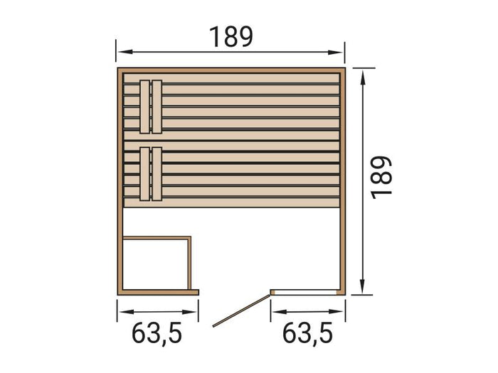 Weka Massivholzsauna Valida 3 GTF, inkl. 5,4 kW Ofen Kompakt integr. Steuerng, Ganzglastür und Fenst